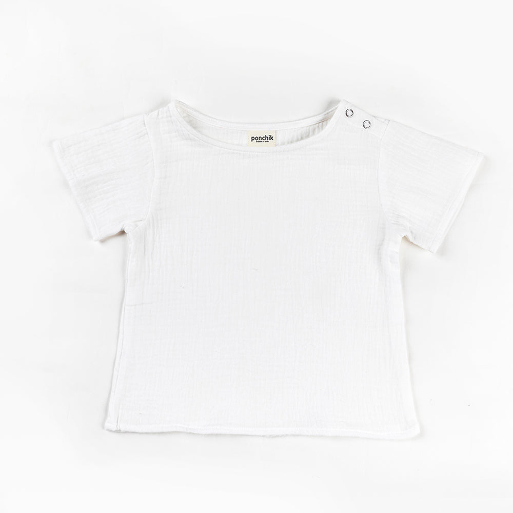 Ponchik Daisy White Cotton Baby T-Shirt