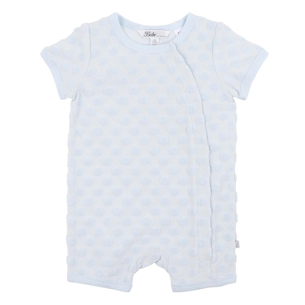 Bebe Baby Blue Spot Layette Short Sleeve Romper