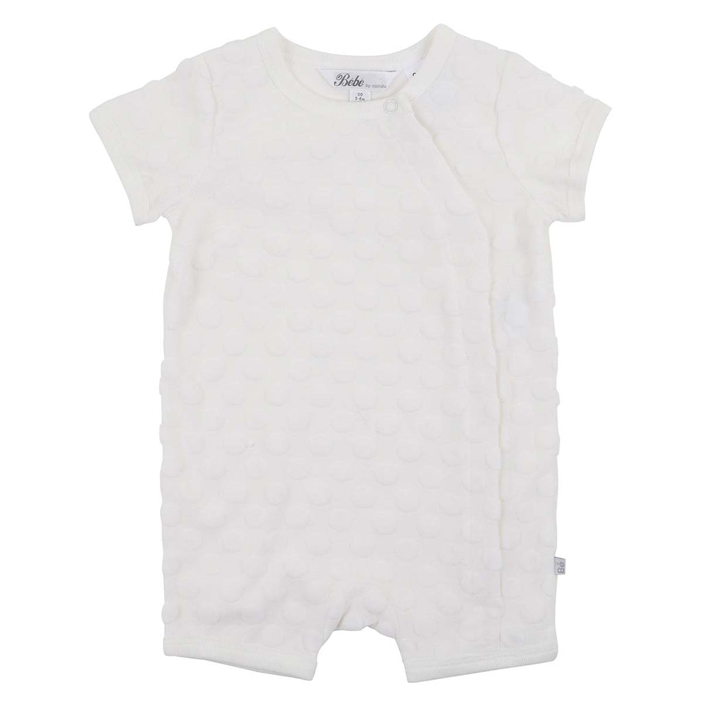 Bebe Baby Cloud Spot White Layette Short Sleeve Romper