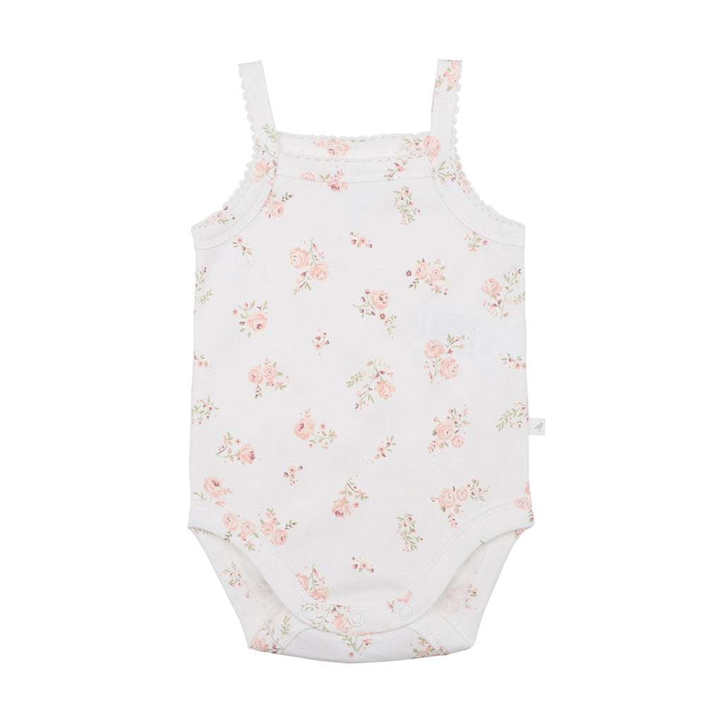 Bebe Baby Belle 100% GOTS Organic Floral Singlet Bodysuit Romper