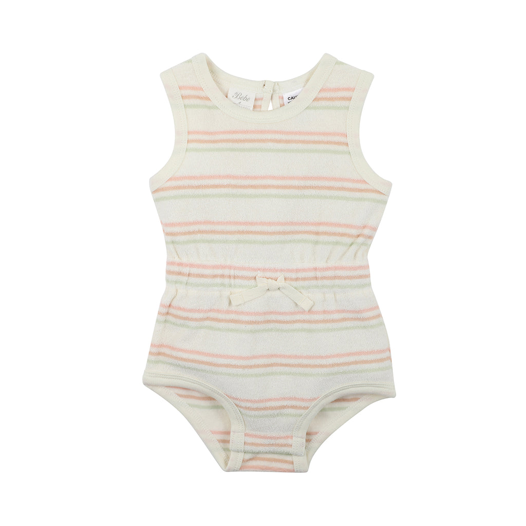 Bebe Baby Retro Stripe Organic Cotton Terry Towelling Bodysuit